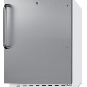 Summit Appliance SCR504SSTBADA 21" Wide Built-in Undercounter ADA Compliant Commercial All-refrigerator with Stainless Steel Door, Front Lock, Automatic Defrost and White Cabinet