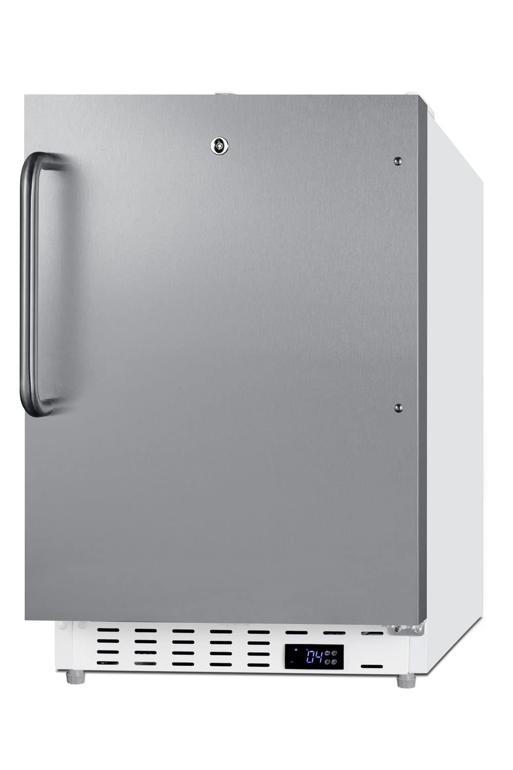 Summit Appliance SCR504SSTBADA 21" Wide Built-in Undercounter ADA Compliant Commercial All-refrigerator with Stainless Steel Door, Front Lock, Automatic Defrost and White Cabinet