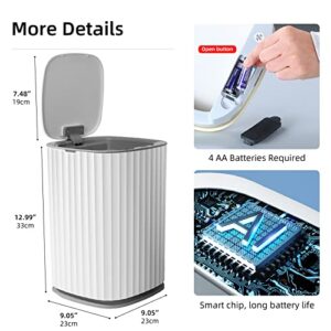 MOPALL Rechargeable Bathroom Trash Can,Motion Sensor Trash Can Automatic Touchless,White 3.5 Gallon Smart Garbage Can with Lid,Auto-Adsorption Slim Small Waste Basket for Bedroom,Bathroom,Kitchen