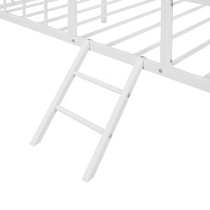 Bellemave House Bed Twin Size Kids Bed Frame Metal Platform Bed Frame, No Box Spring Needed, for Girls Boys (White)