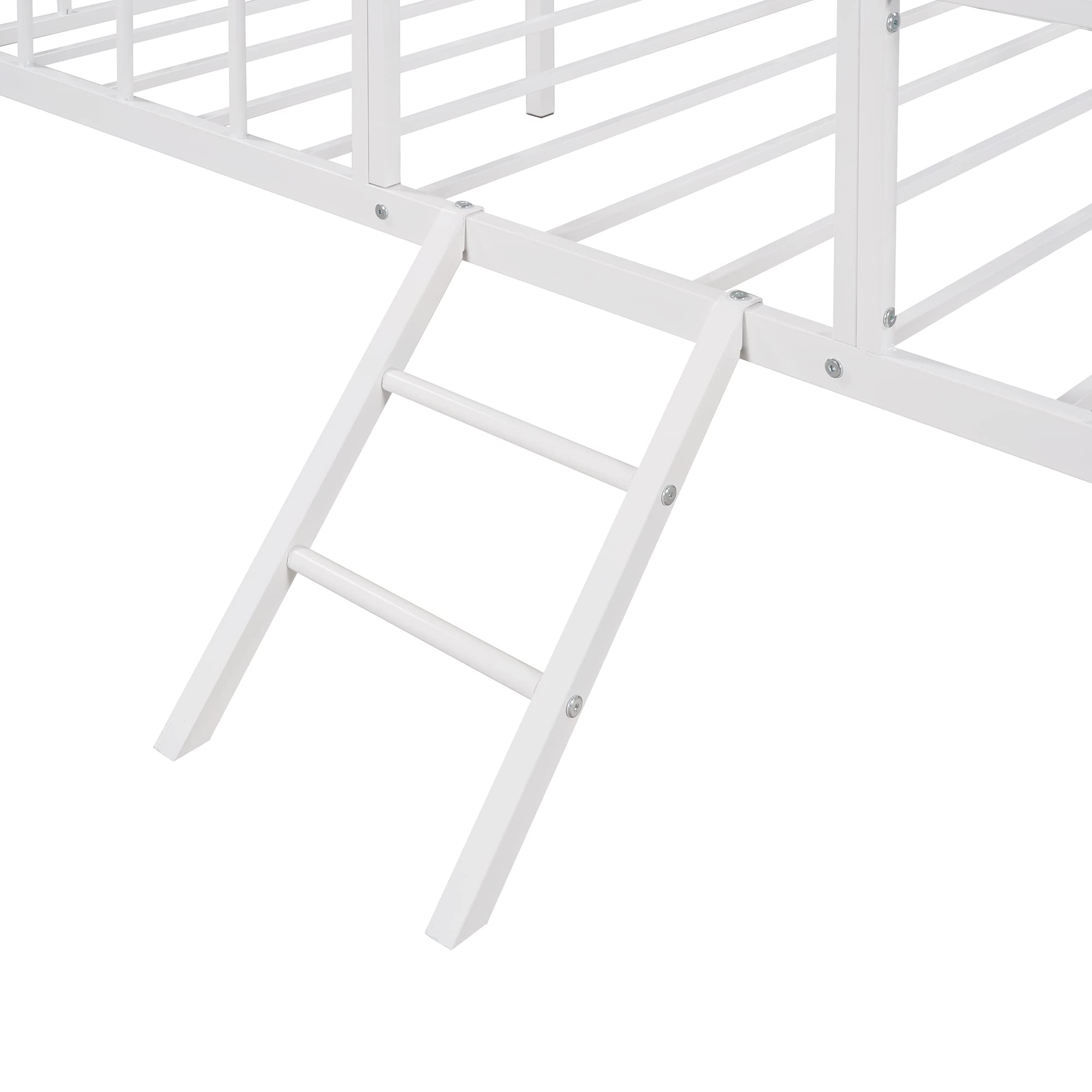 Bellemave House Bed Twin Size Kids Bed Frame Metal Platform Bed Frame, No Box Spring Needed, for Girls Boys (White)