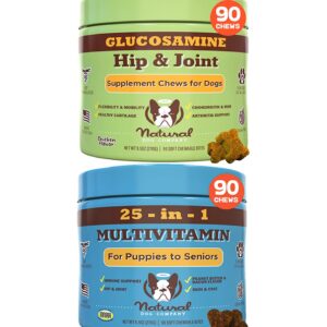 Natural Dog Company Dog Supplements for Seniors & Active Dogs - Multivitamin Chews & Hip & Joint Relief - Complete Nutritional Support for Joint Health, Vitamins for Dogs, Energy, & Vitality