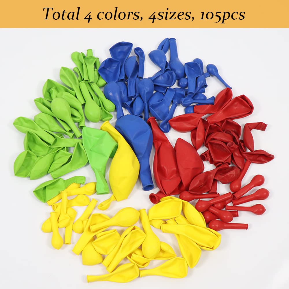 Red Yellow Blue Green Balloons Garland Arch Kit 4sizes, 112pcs Rainbow Supplies for Kids and Boys' Baby ShowerTheme Birthday Decorations