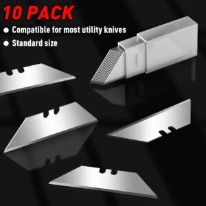 DIYSELF 10 Pack Utility Knife Blades, Box Cutter Blades, Utility Blades, Sk5 Steel Blades for Box Cutter, Sturdy Knife Blades for Razor Blades Utility Knife, Sturdy Knife Blades, Utility Razor Blades