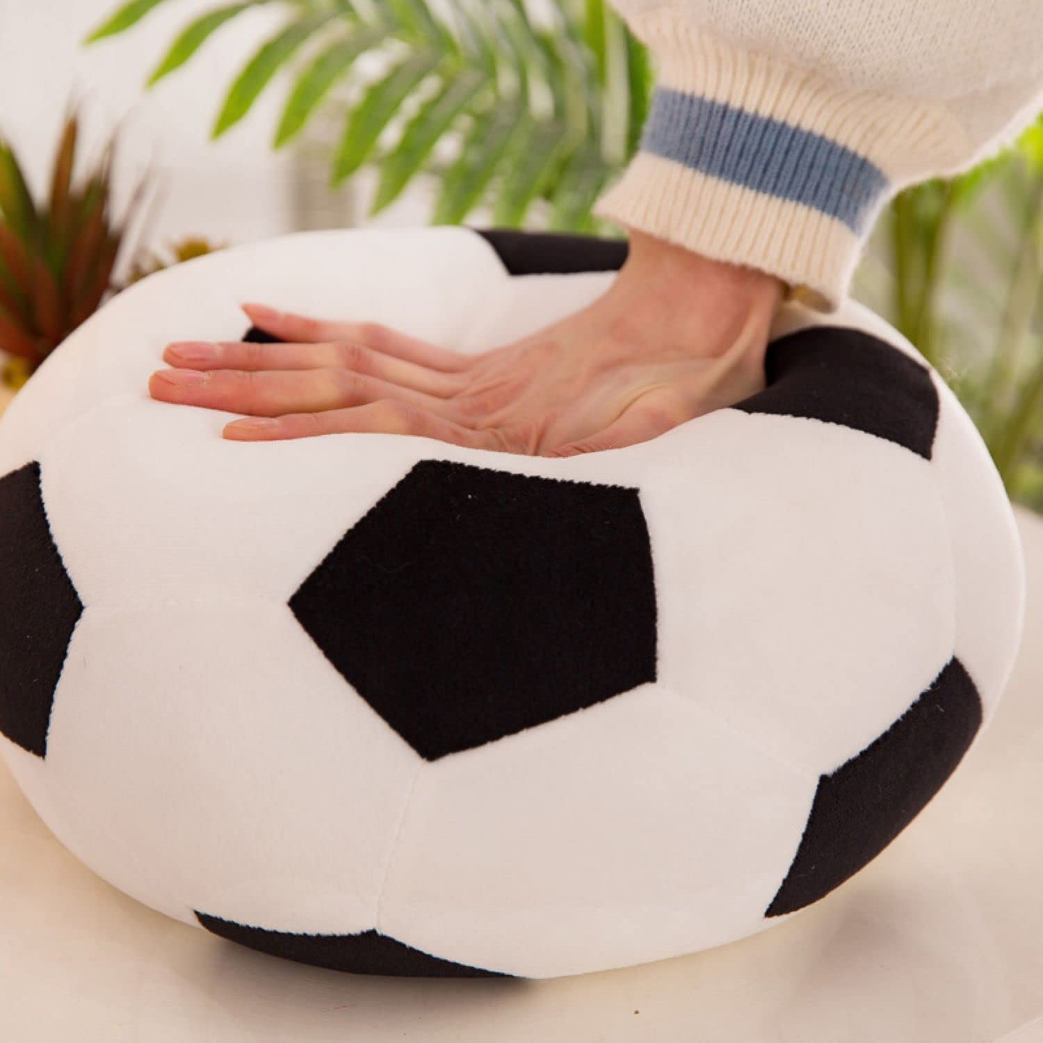 OurHonor Plush Soccer Ball, 11.8" Soft Soccer Stuffed Toy Soccerball Throw Pillow Fluffy Football Plushies Toy Sport Gift for Boy & Girls Chrismas Decor