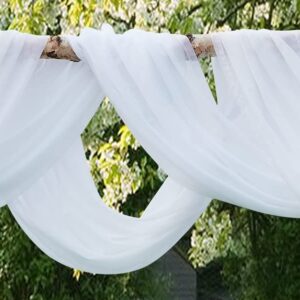 WARM HOME DESIGNS 4 Yards Long White Fabric by The Yard. Our 55" Wide Sheer Bulk Fabric is Great for Bed Canopy Curtains, Wedding Arch Decorations, Window Scarves or Curtain Backdrop. AF White 144"