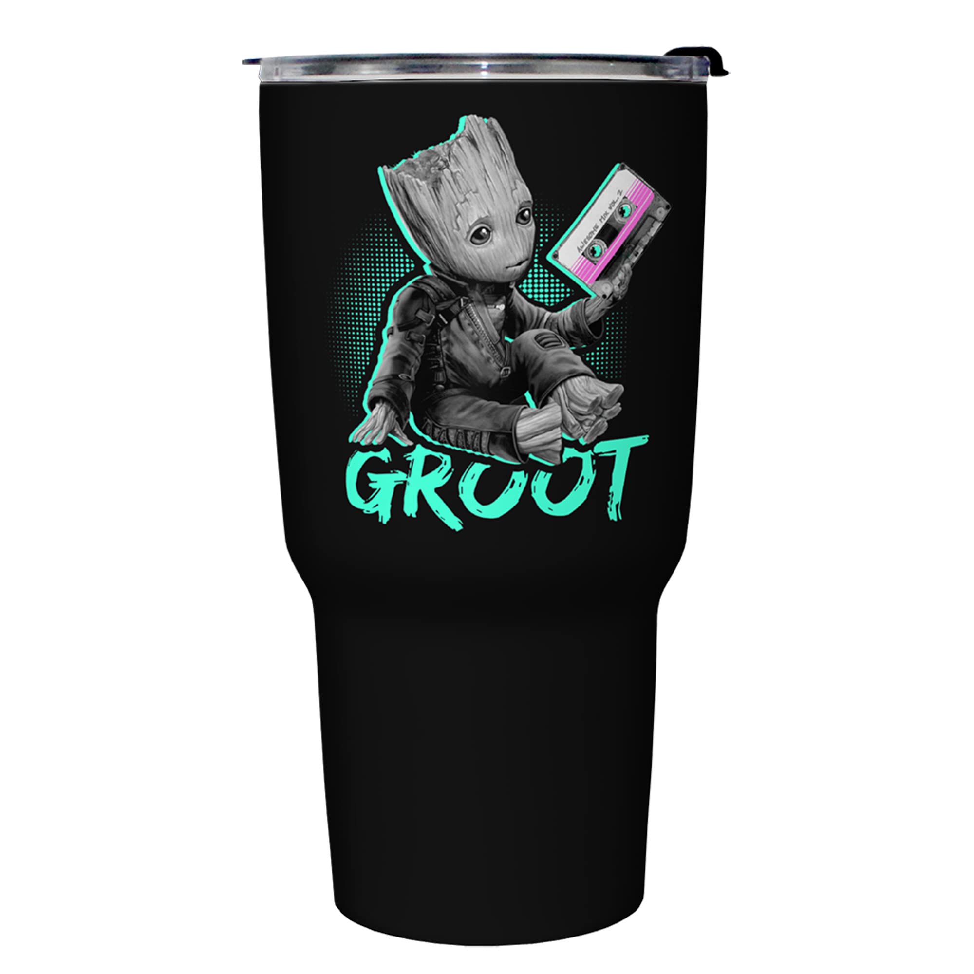 Marvel Neon Baby Groot 27 oz Stainless Steel Insulated Travel Mug, 27 Ounce, Multicolored