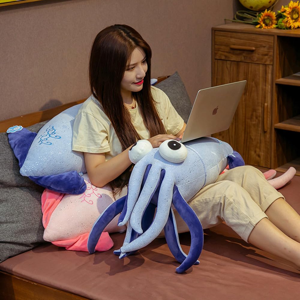 27.5inch Giant Squid Stuffed AnimalToy Plush Toy Soft Fish Cushion Pillow SquidPlush Toy Pillows Used for Home Decoration Gifts