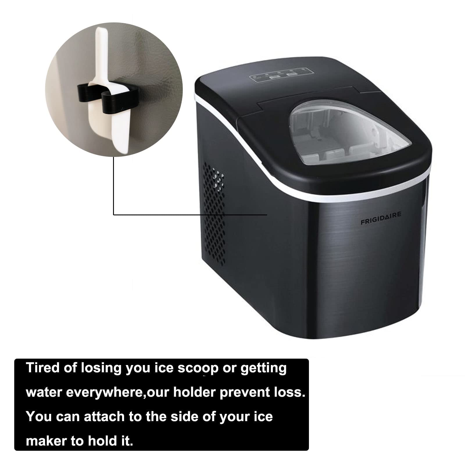 PIAOLGYI Ice Scoop Holder for Frigidaire Countertop Ice Maker Scooper Accessory Compatible with Frigidaire EFIC117-SS 26 Pound Ice Maker Black (Ice Scoop NOT Included)