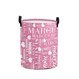 Personalized Laundry Basket Custom Word Art Names Laundry Hamper Collapsible Durable Toys Organizer Storage Bedroom Decor for Boys Girls Adults (Monogrammed 02)