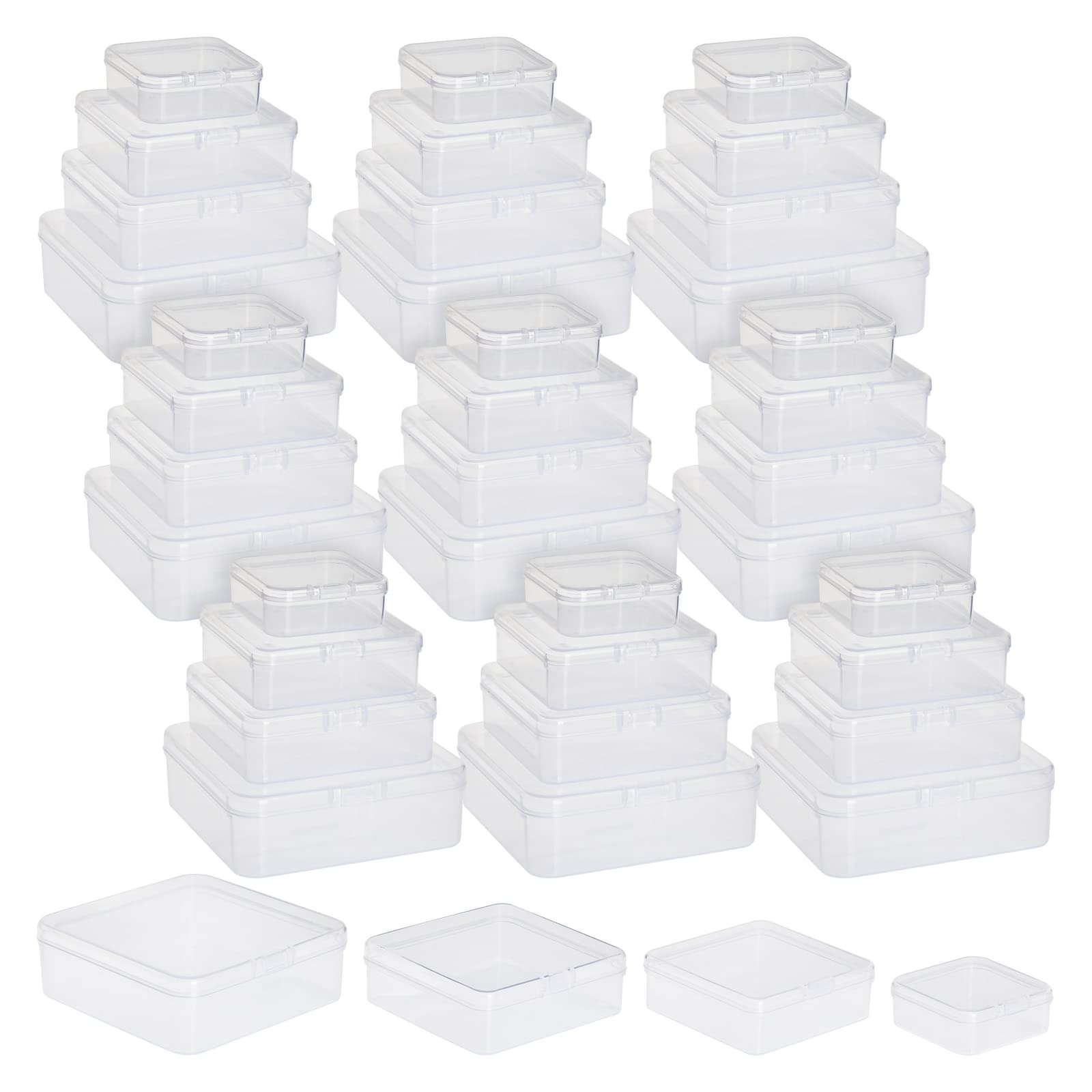 Bright Creations 40 Piece Empty Square Mini Storage Containers with Lids for Crafts, Jewelry, Board Game Storage (4 Sizes)