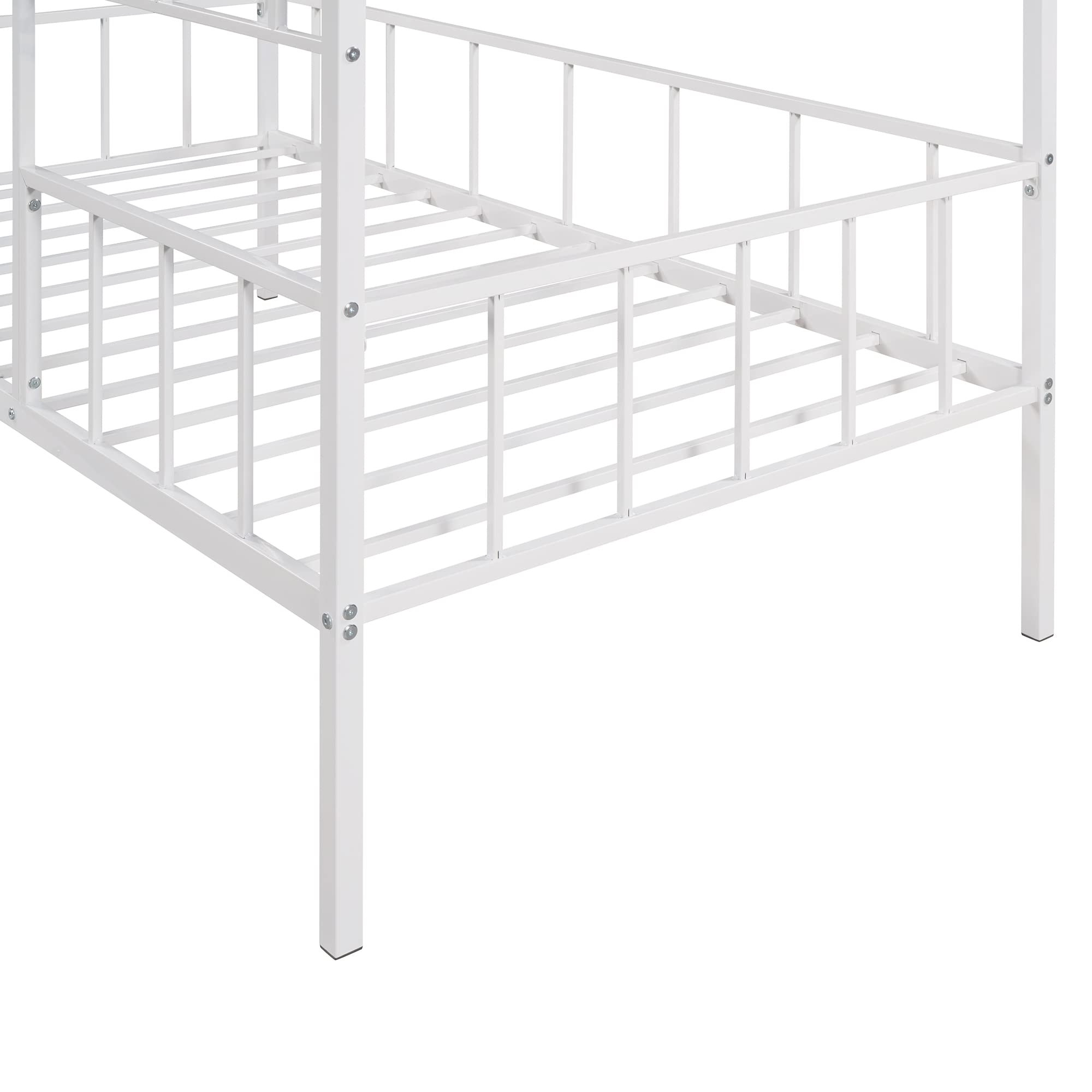 Bellemave House Bed Twin Size Kids Bed Frame Metal Platform Bed Frame, No Box Spring Needed, for Girls Boys (White)