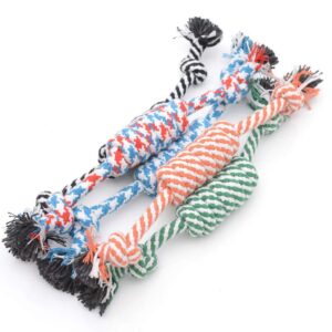 Dog Chew Toys, Tough Dog Toys for Aggressive Chewers Large Breed,Heavy Duty Dental Dog Rope Toys for Medium Dogs, Indestructible Dog Toys, Cotton Puppy Teething Chew Tug Toy, Black, One Size