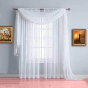 WARM HOME DESIGNS 4 Yards Long White Fabric by The Yard. Our 55" Wide Sheer Bulk Fabric is Great for Bed Canopy Curtains, Wedding Arch Decorations, Window Scarves or Curtain Backdrop. AF White 144"