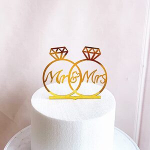 Borsgye 10 PCS Mr and Mrs Cake Toppers Bride and Groom Sign Wedding Acrylic Cupcake Topper Happy Birthday Cake Topper Engagement Cake Toppers Decorations for Various Birthday Party Anniversary