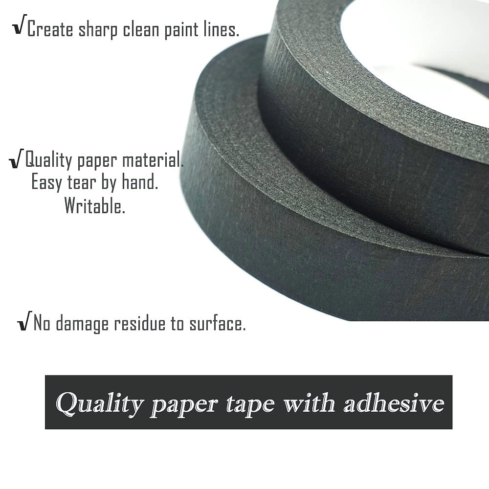 Zo.Yehaa Black Painters Tape 1 inch Wide, Black Masking Tape 1 inch X 55 Yards 2 Rolls, 300FT Total, Black Tape for Arts DIY Crafts Painting Labeling Decoration School Projects Home Office