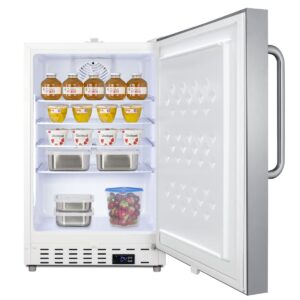 Summit Appliance SCR504SSTBADA 21" Wide Built-in Undercounter ADA Compliant Commercial All-refrigerator with Stainless Steel Door, Front Lock, Automatic Defrost and White Cabinet