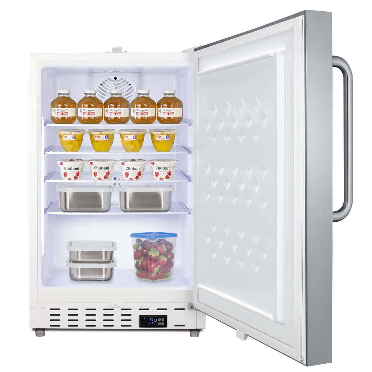 Summit Appliance SCR504SSTBADA 21" Wide Built-in Undercounter ADA Compliant Commercial All-refrigerator with Stainless Steel Door, Front Lock, Automatic Defrost and White Cabinet