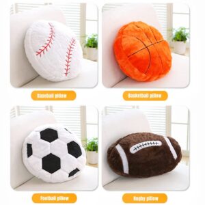 XIYUAN18inch Football Sports Pillow Plush Stuffed Sports Balls Soccer Toy Fluffy Durable Throw Pillow Cushion Sofa Room Decoration Soft Sports Toy Gift (Black/White)