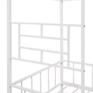 Bellemave House Bed Twin Size Kids Bed Frame Metal Platform Bed Frame, No Box Spring Needed, for Girls Boys (White)