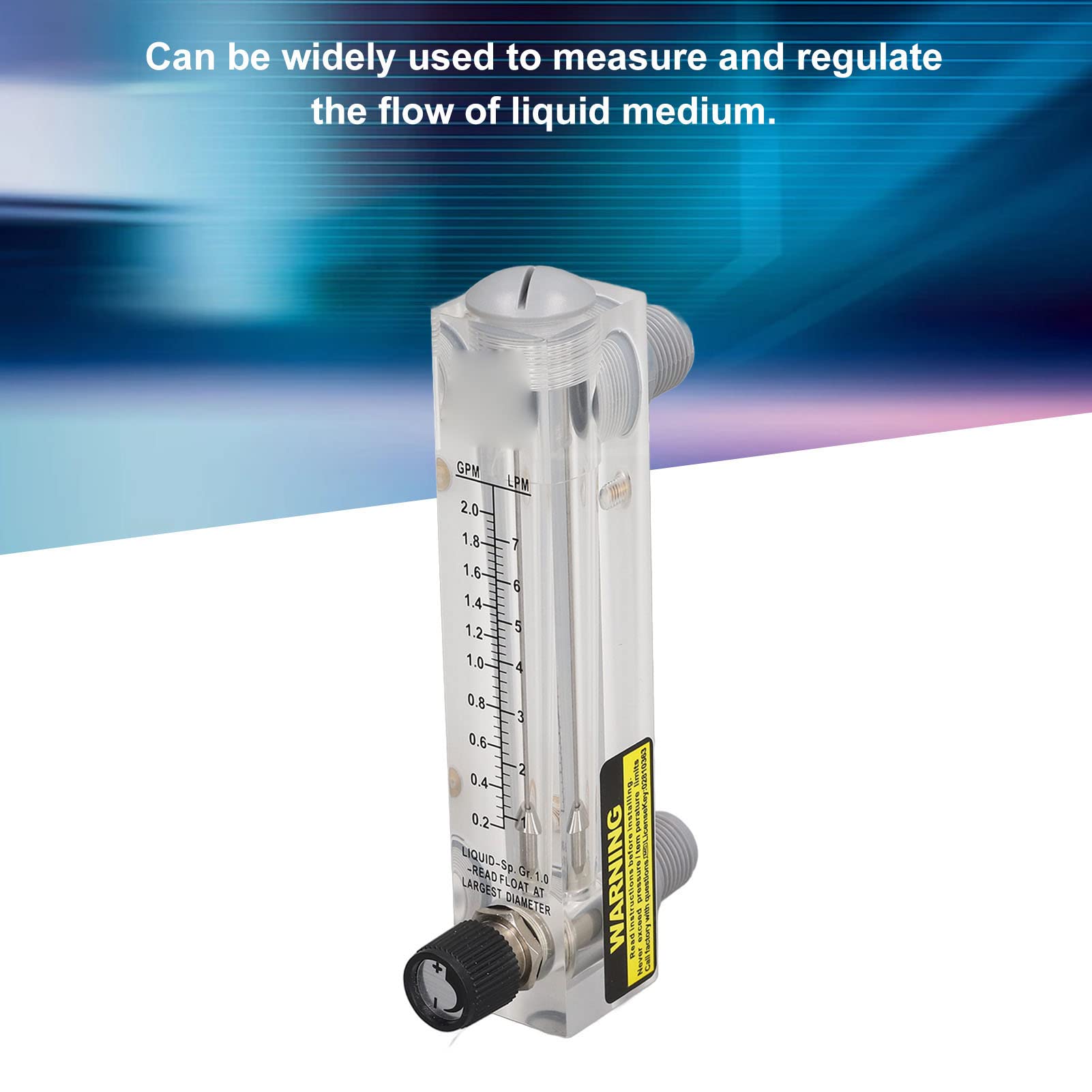 Liquid Meter 0.2‑2GPM Plastic Transparent Acrylic Panel Type Liquid Flowmeter Measurement