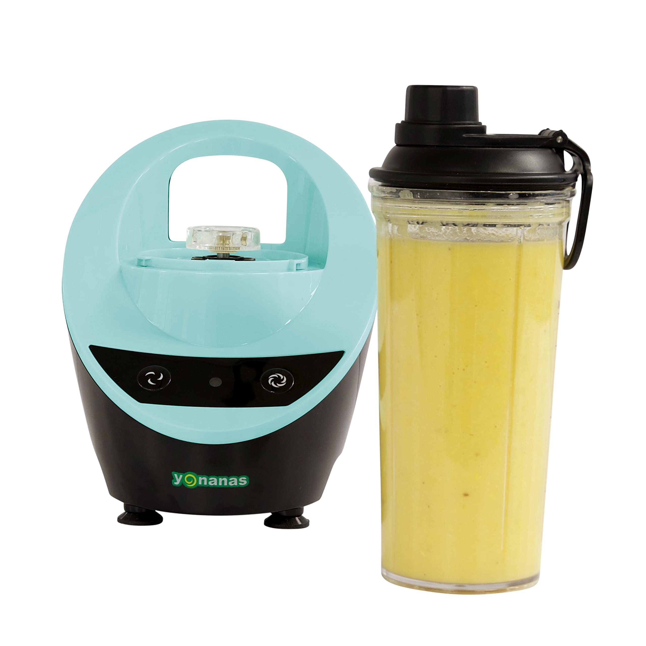 Yonanas Personal Blender with To-Go Lid for Shakes, Smoothies, Mix Drinks, Sauces, BPA Free, 300-Watts, Mint, Green