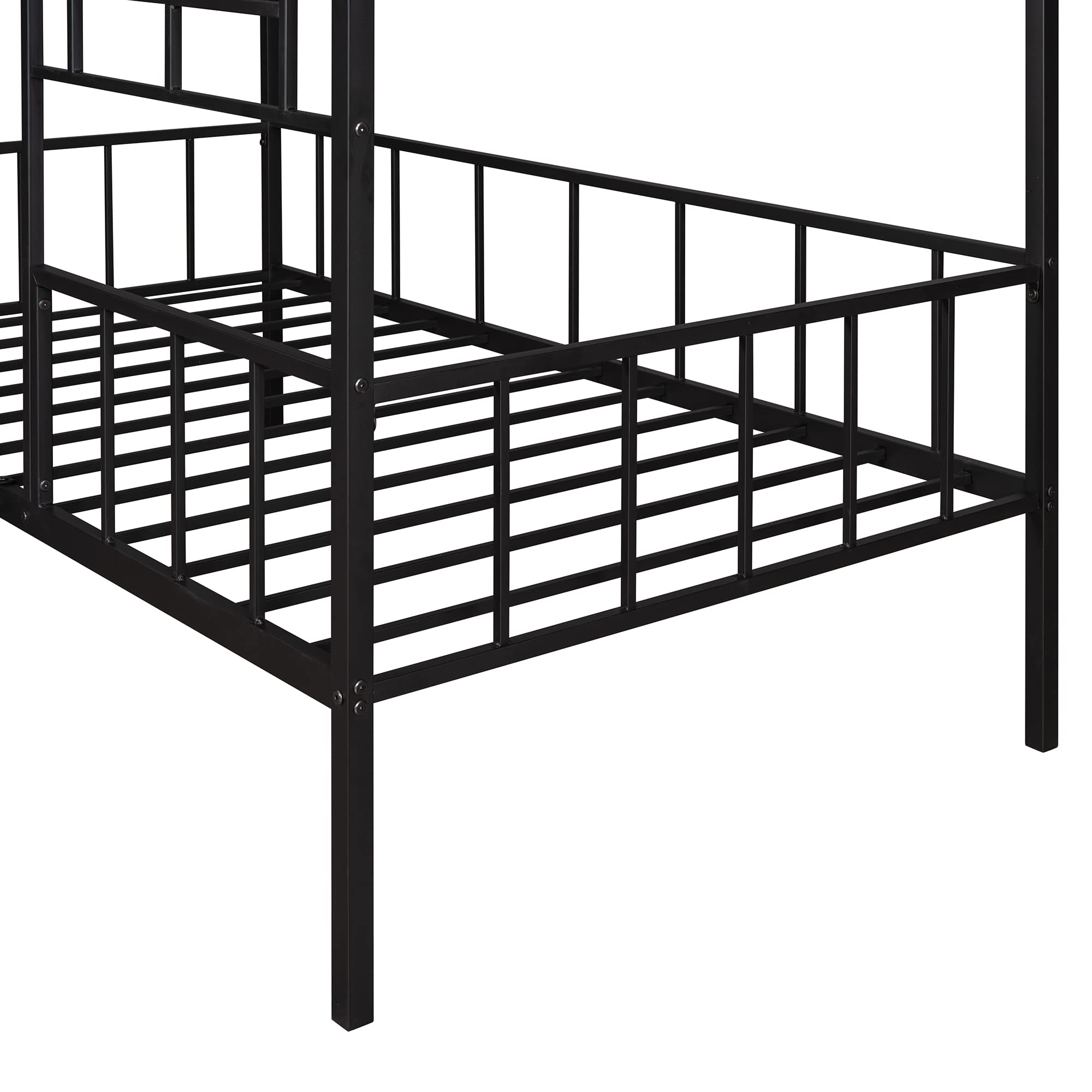 Bellemave House Bed Twin Size Kids Bed Frame Metal Platform Bed Frame, No Box Spring Needed, for Girls Boys (Black)