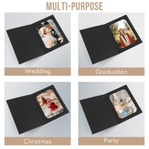 Golden State Art, Pack of 200, 4x6/5x7 Photo Folders, Cardboard Picture Frame, Paper Photo Frame Cards, Greetings/Invitation Cards, Special Events: Graduation, Christmas, Wedding (Black Gold Lining)