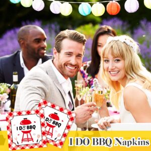 100 Pieces I Do BBQ Napkins I Do BBQ Decorations Red Checkered Napkins Red Gingham Napkins Red I Do BBQ Disposable Paper for Engagement Wedding Bridal Shower, Bachelorette Party Supplies,5 x 5 Inches