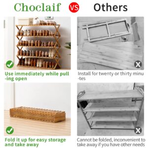 Choclaif Free Standing Shoe Racks for Closet, Shoe Shelf Bamboo Shoe Rack for Bedroom, Entryway Hallway Closet Living Room Organizer（4 Tier）