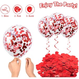 Red and White Confetti Balloons 60pcs 12 inch Red Confetti Latex Balloon Red White Party Decorations Birthday Wedding Bridal Baby Shower Valentines Day