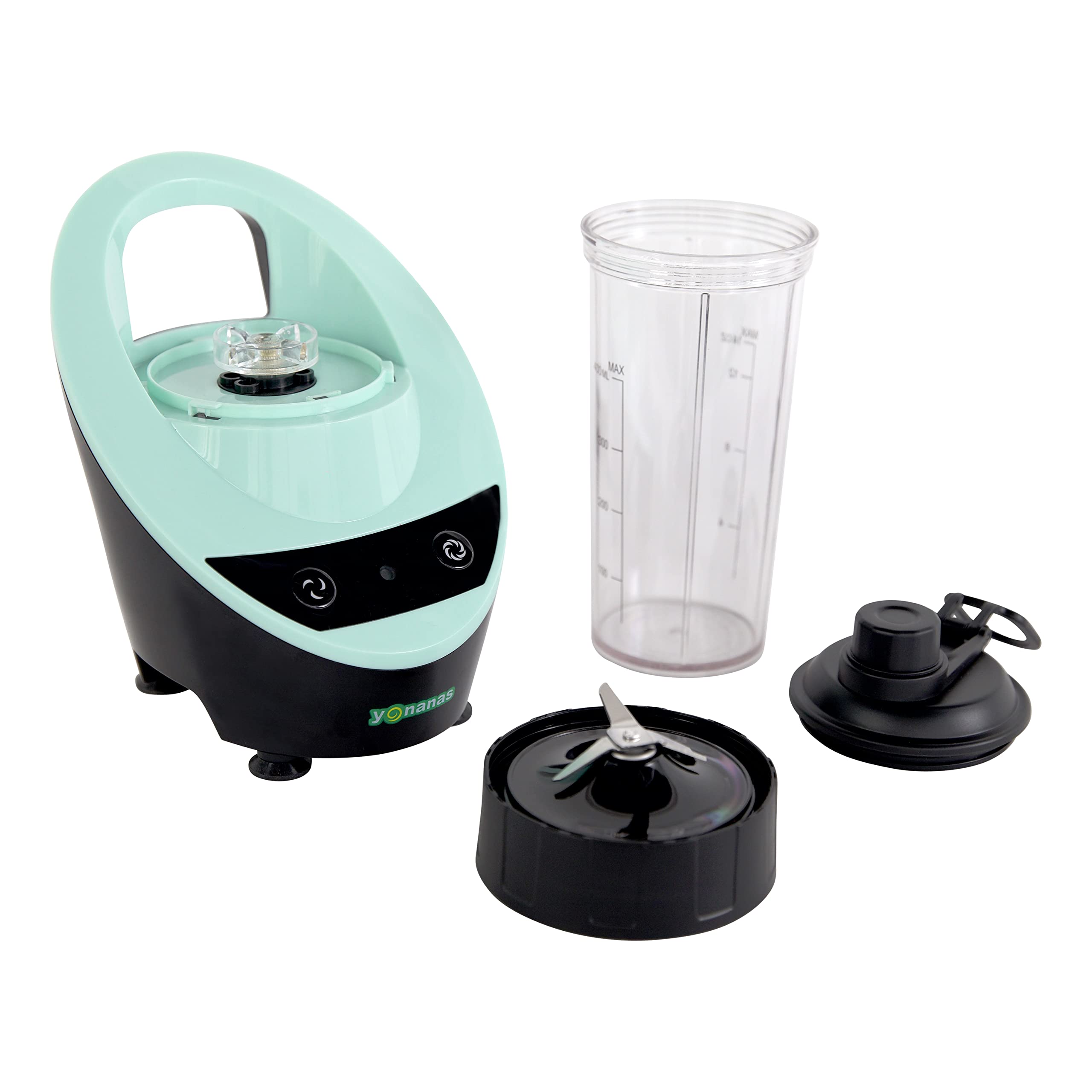 Yonanas Personal Blender with To-Go Lid for Shakes, Smoothies, Mix Drinks, Sauces, BPA Free, 300-Watts, Mint, Green