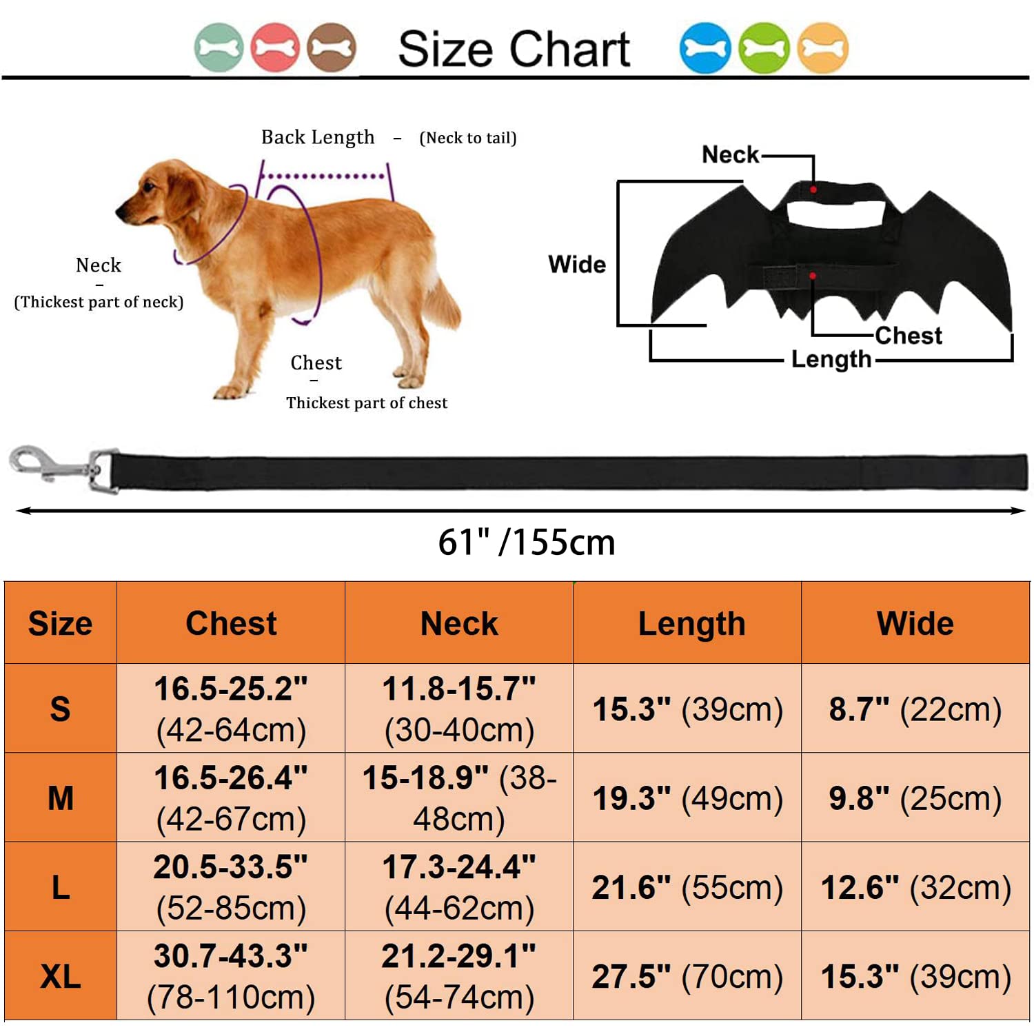 Strangefly Halloween Dog Bat Costume, Dog Bat Wings with Pet Leads, Funny Dog Cool Apparel Decoration, Dress Up Party Accessories for Cat Puppy Small Medium Large Dog Doggy Outfits (Small)