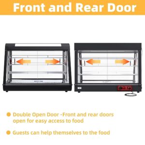 26'' Food Warmer Display Hot Food Countertop Case Commercial Buffet Restaurant Heated Cabinet 3 Tier Food Showcase for Catering Pizza Empanda Pastry Patty Warmer L26 x W19 x H25