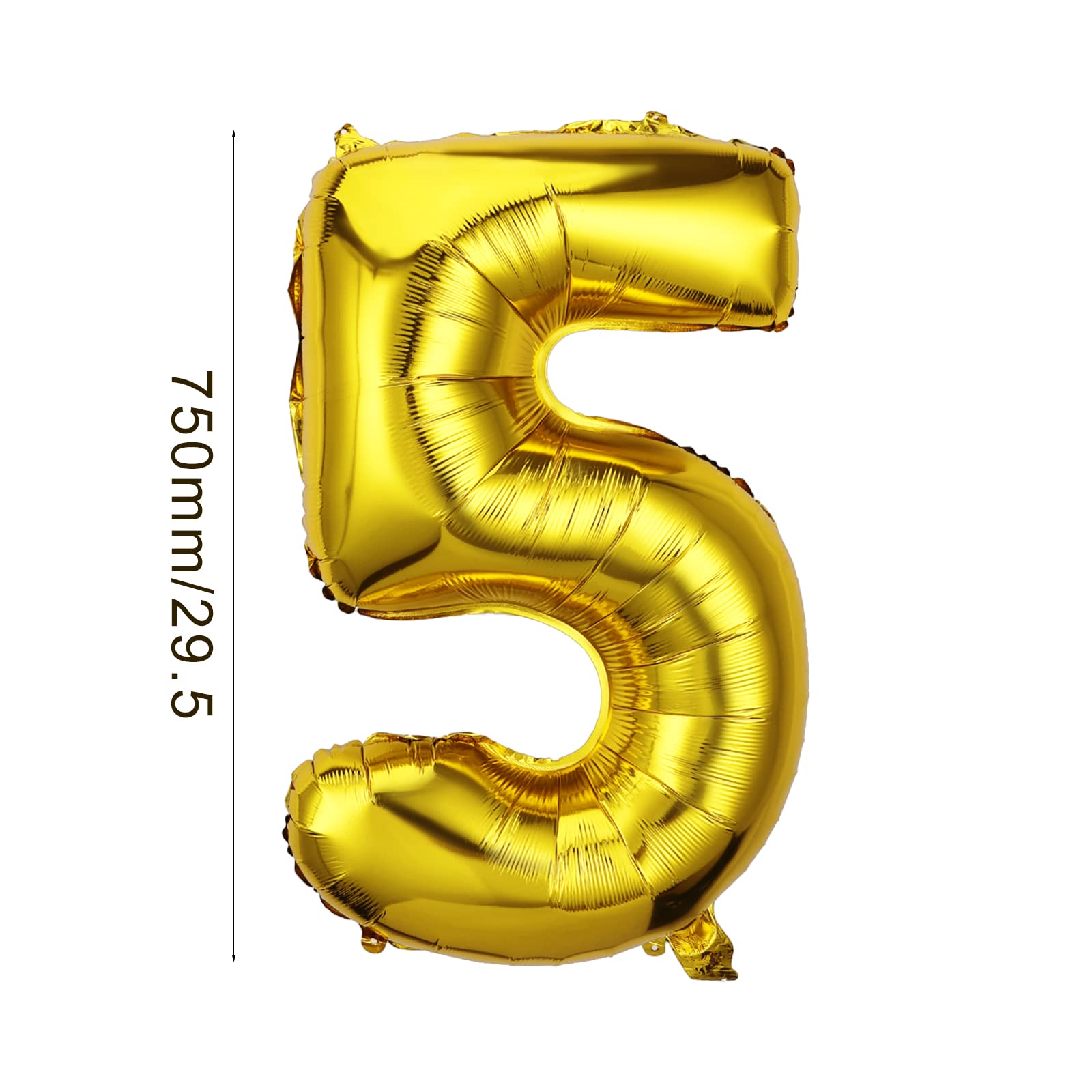 AIEX Gold Number Balloons 28 Inch, Inflatable Large Foil Balloon Number Balloons for Birthday Party Graduation Decorations (5)