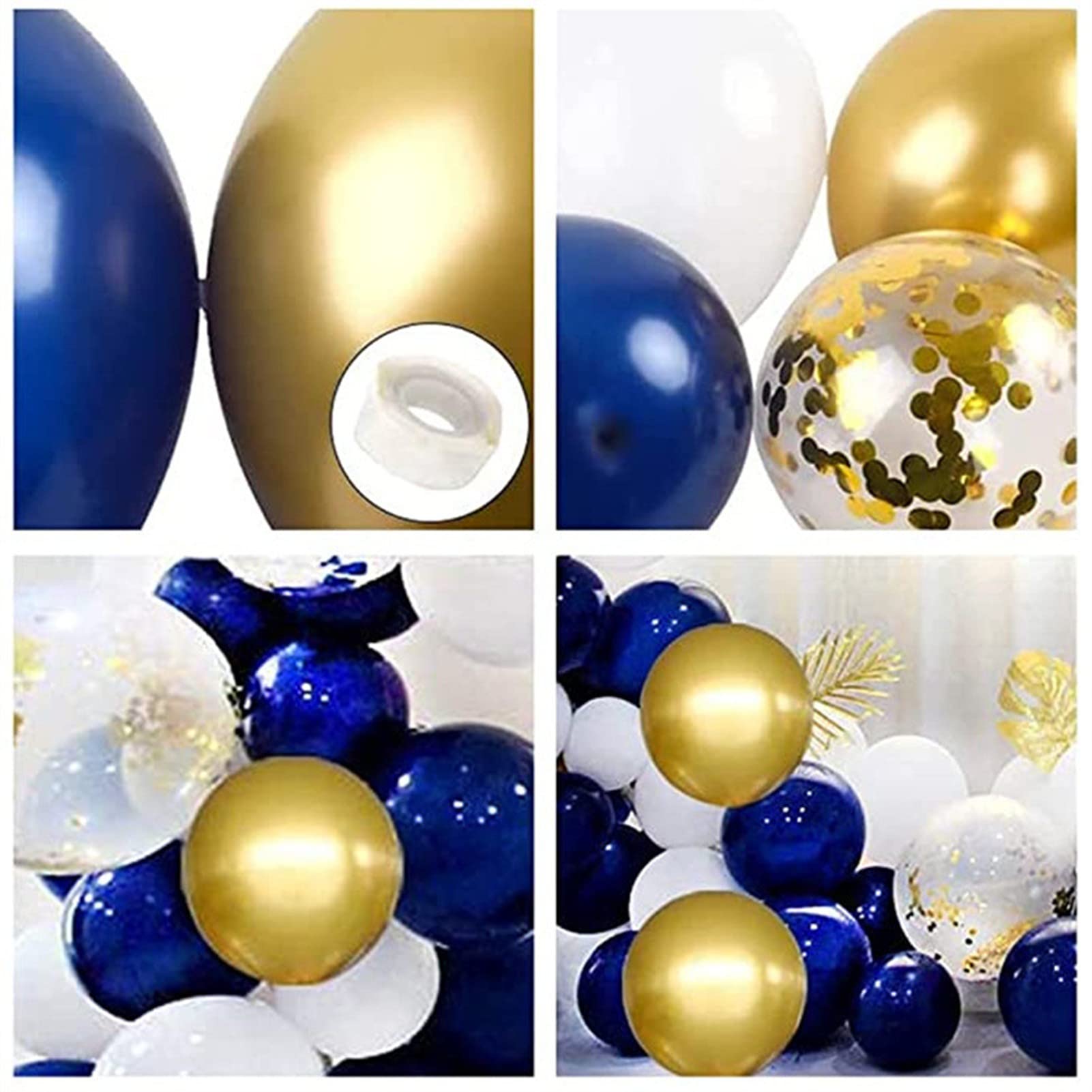 121 Pack Navy Blue Balloons Garland Kit Gold Balloons Different Sizes 18/12/10/5 Inch Party Balloon Kit Chrome Gold Balloons for Wedding Graduation Baby Shower Birthday Christmas Party Decoration