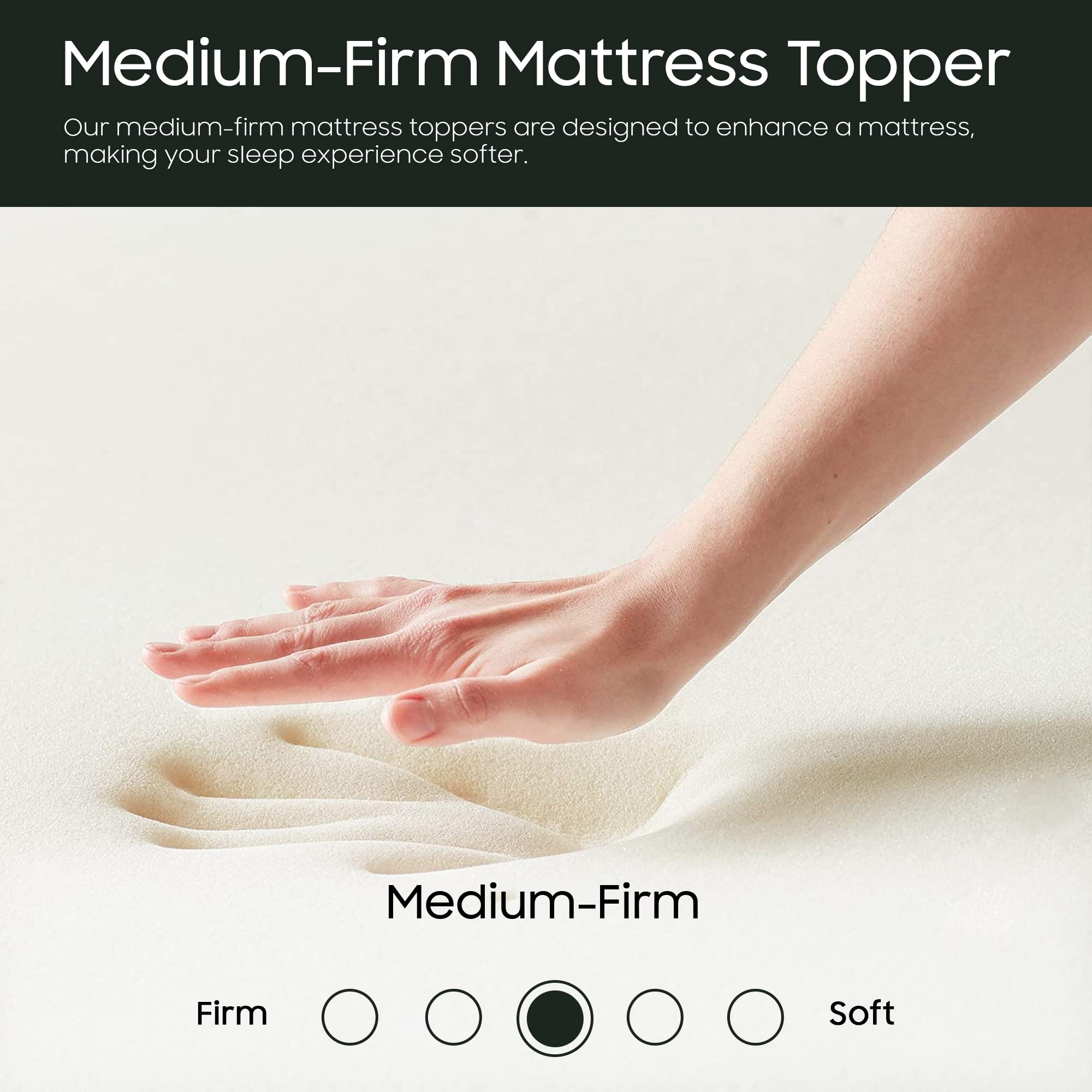 Mattress Solution 1-inch Bedding Topper for Mattress | Comfortable Toppers Provide Orthopedic Support for The Back and Lower Back, Breathable, Soft Mattress Pads for Proper Relaxation, Full, White