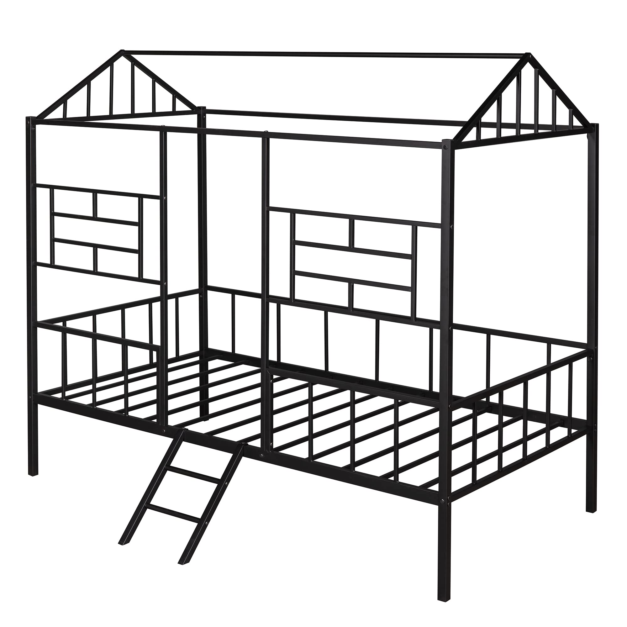 Bellemave House Bed Twin Size Kids Bed Frame Metal Platform Bed Frame, No Box Spring Needed, for Girls Boys (Black)