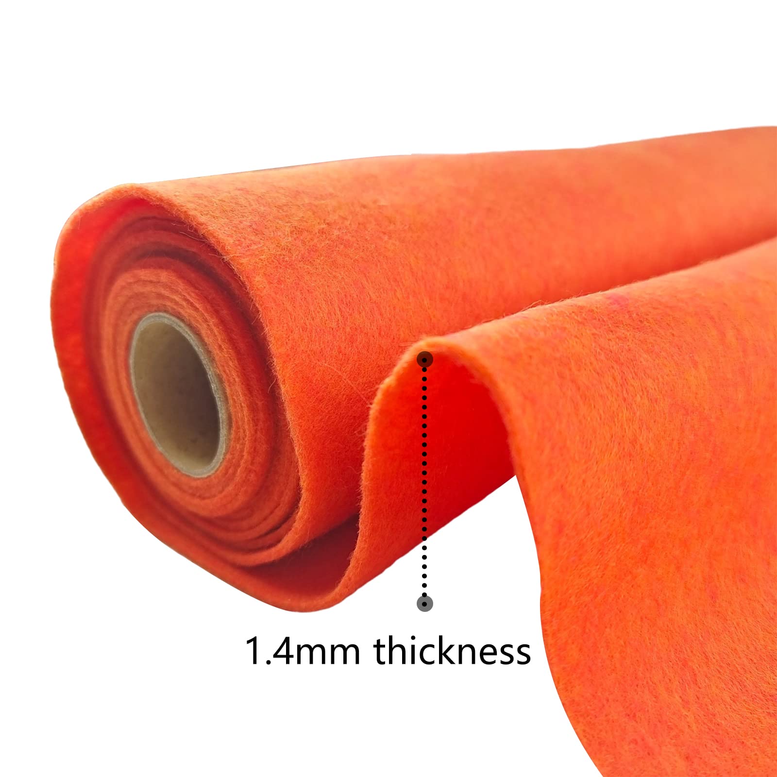 Jtnohx Large Felt for Crafts, 98.5"x15.75" Flexible Felt Fabric, Large Size Felt Sheets, 1.4mm Thickness Soft Felt Runner for Step and Display Event and Ceremoney (Orange)