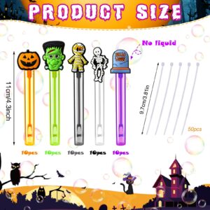 Mini Bubble Wands Halloween Bubbles for Party Favor Decoration Halloween Bat Candy Corn Pumpkin Ghost Mini Bottle Wand Tubes for Halloween Party Supplies No Liquid(Zombie,50 Packs)