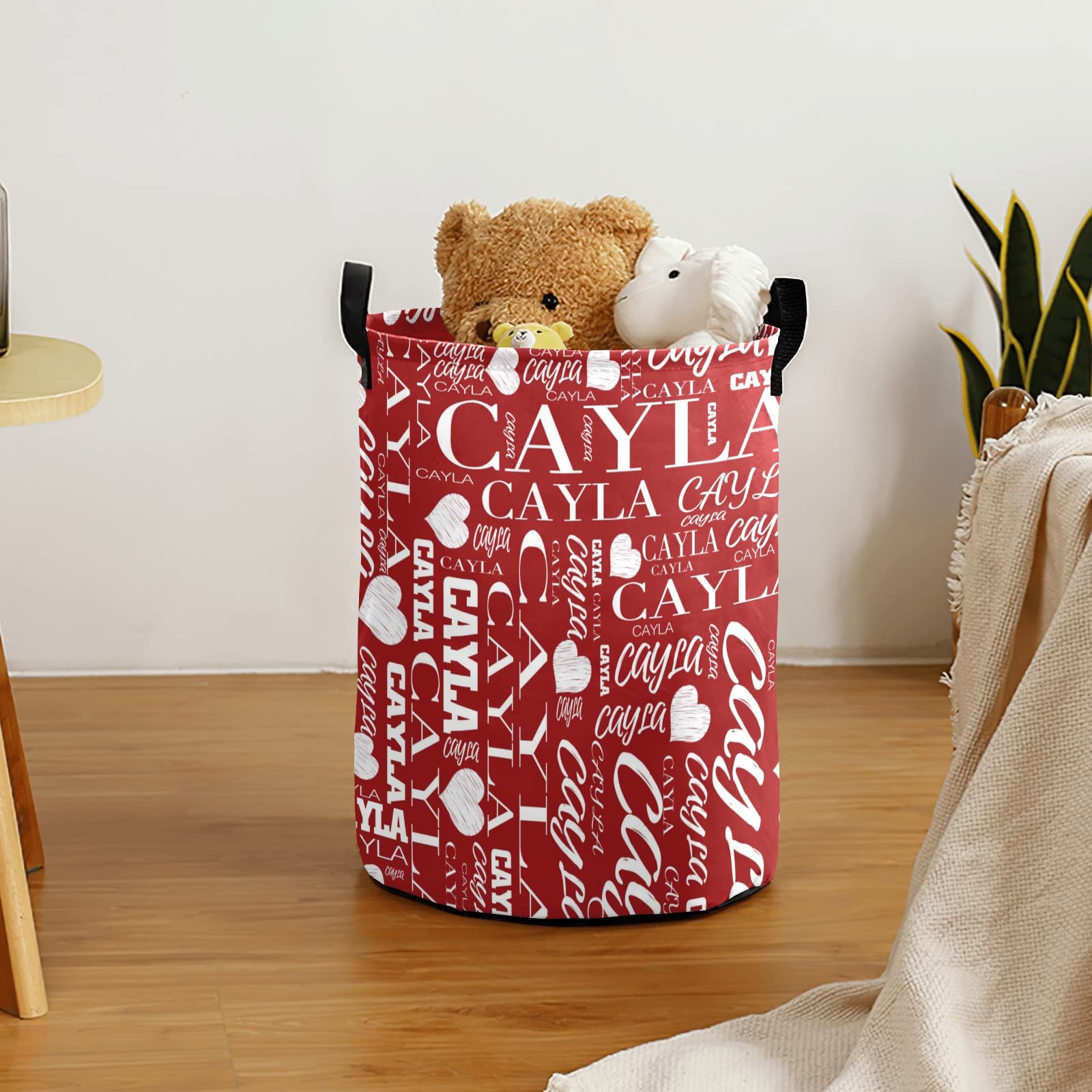 Personalized Laundry Basket Custom Word Art Names Laundry Hamper Collapsible Durable Toys Organizer Storage Bedroom Decor for Boys Girls Adults (Monogrammed 02)