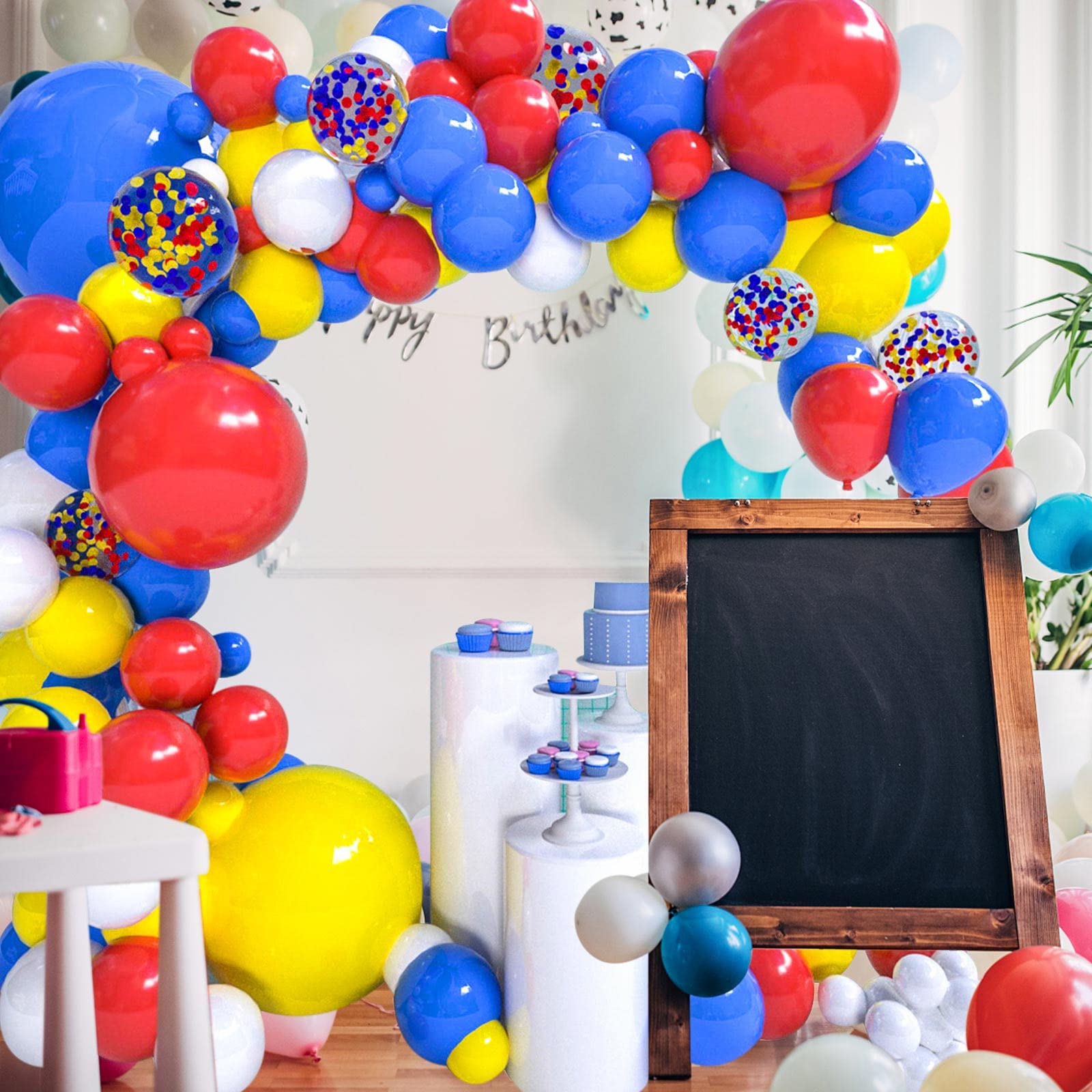 Red Blue Yellow White Balloon Garland Kit for Baby Shower Wedding Bridal Shower Birthday Party Decoration