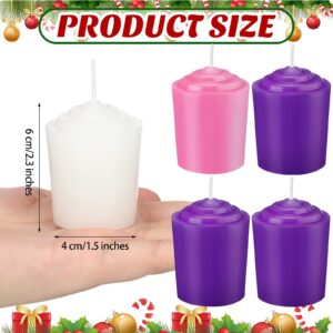 5 Pieces Advent Pillar Candle Set Christmas Round Advent Pillar Candles 3 Purple and 1 Pink and 1 White Wax Advent Wreath Candles for Home Decor Church Christmas Wedding Festivals, 1.5 x 2.3 Inch