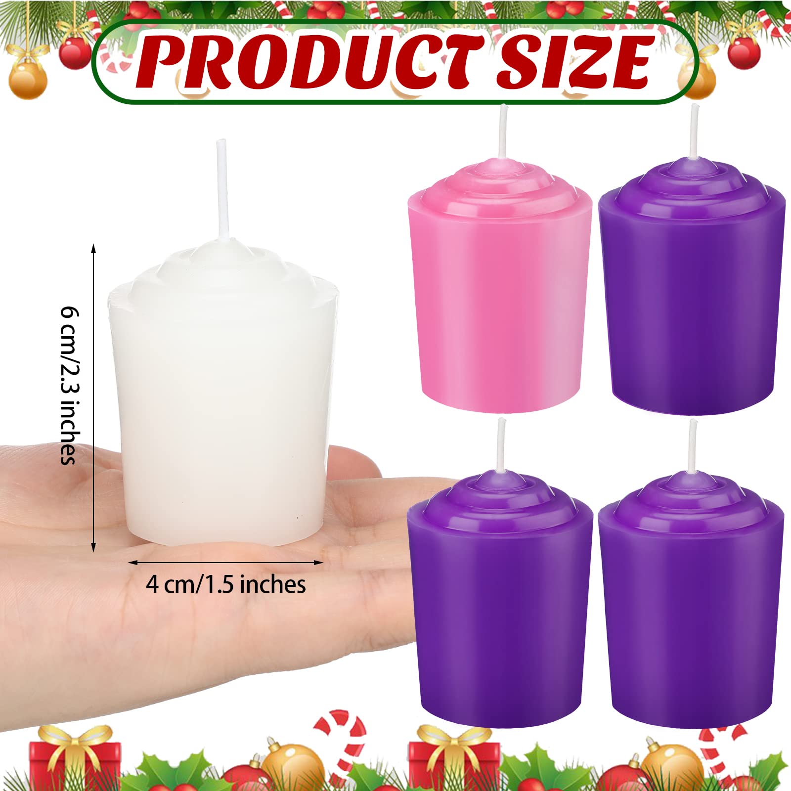 5 Pieces Advent Pillar Candle Set Christmas Round Advent Pillar Candles 3 Purple and 1 Pink and 1 White Wax Advent Wreath Candles for Home Decor Church Christmas Wedding Festivals, 1.5 x 2.3 Inch