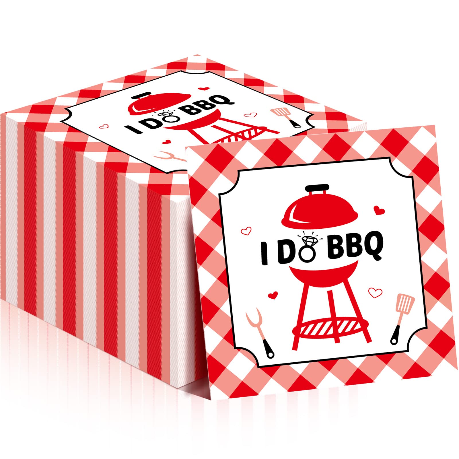 100 Pieces I Do BBQ Napkins I Do BBQ Decorations Red Checkered Napkins Red Gingham Napkins Red I Do BBQ Disposable Paper for Engagement Wedding Bridal Shower, Bachelorette Party Supplies,5 x 5 Inches