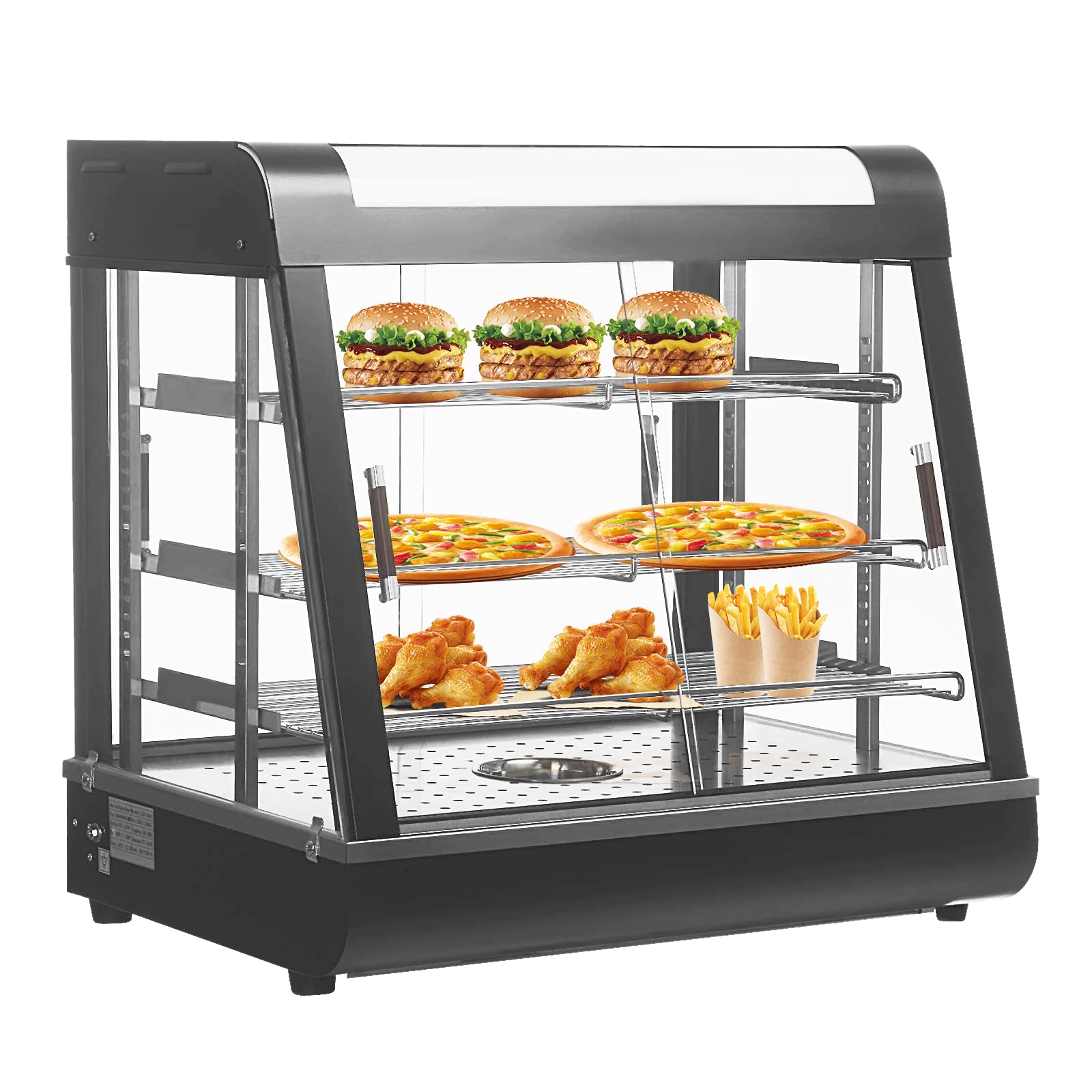 26'' Food Warmer Display Hot Food Countertop Case Commercial Buffet Restaurant Heated Cabinet 3 Tier Food Showcase for Catering Pizza Empanda Pastry Patty Warmer L26 x W19 x H25