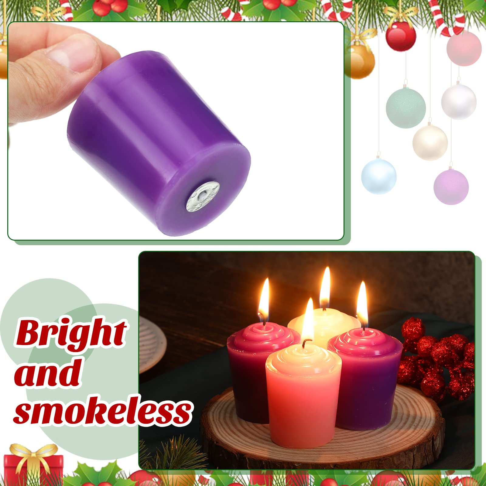 5 Pieces Advent Pillar Candle Set Christmas Round Advent Pillar Candles 3 Purple and 1 Pink and 1 White Wax Advent Wreath Candles for Home Decor Church Christmas Wedding Festivals, 1.5 x 2.3 Inch