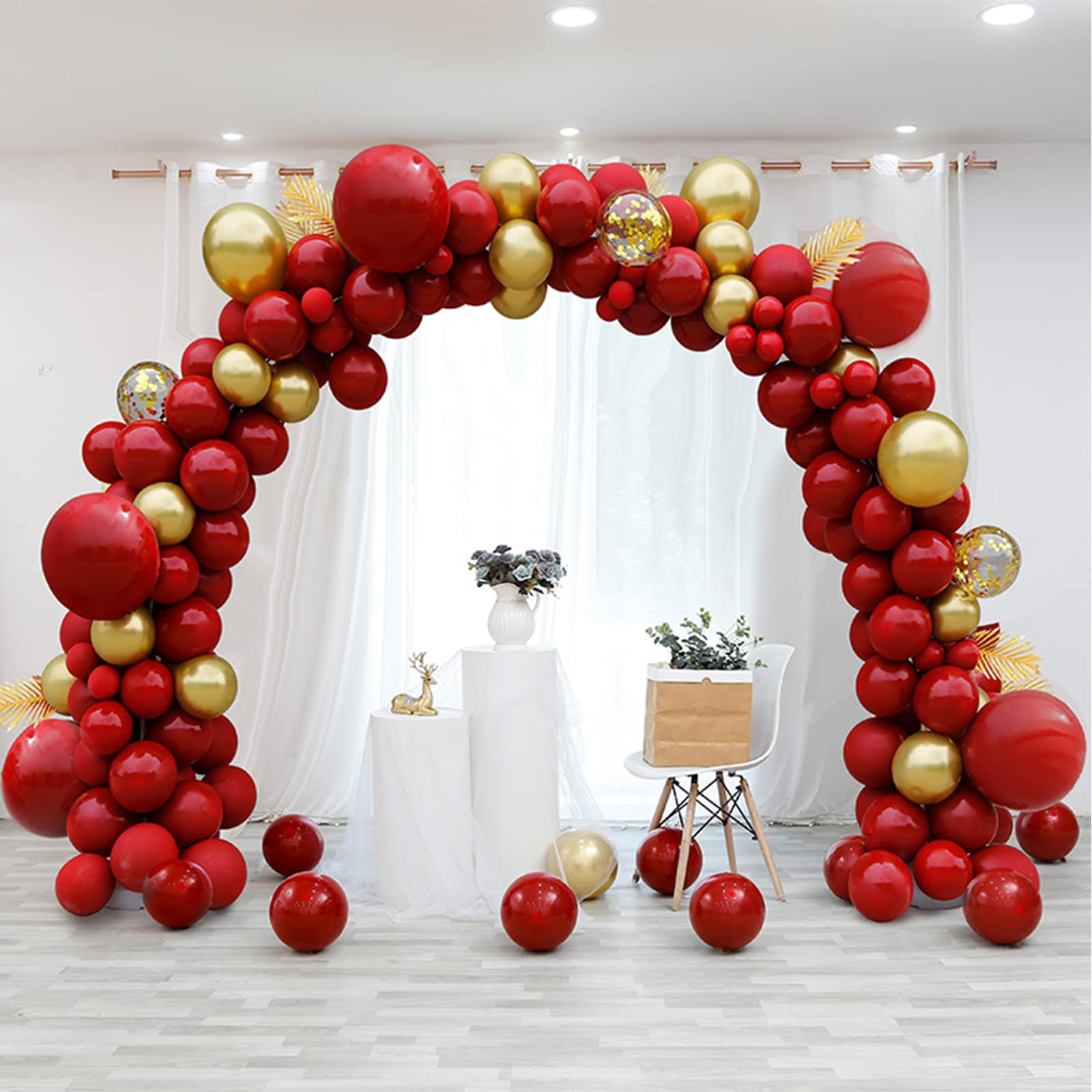 155pcs Red Gold Balloon Garland Kit for Graduation Wedding Birthday Baby Shower Party Decoration