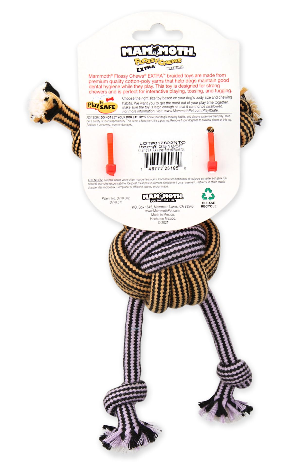 Mammoth Pet Products 43725185: Extra Flossy Chew Monkey Fist Dog Toy, 10In