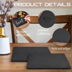 GOH DODD 12 x 12 Inch 3 Pieces Slate Cheese Boards, Square Black Stone Plates Placemats Gourmet Serving Tray Display Chalkboard for Charcuterie Meat Fruit Meat Appetizers Fruits Sussi Christmas